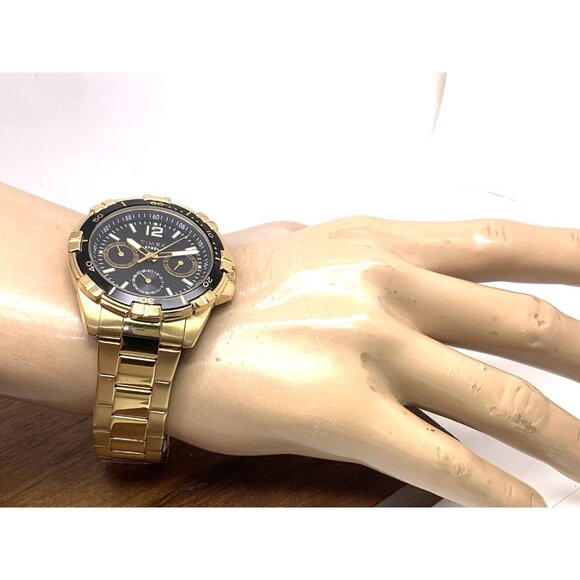 Timex Men's Watch TW2T50800 Quartz Black Dial Gold Tone Stainless Steel 45mm - Picture 4 of 14